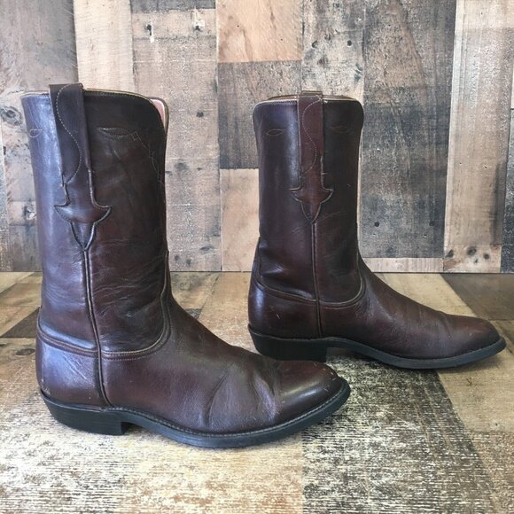 Lucchese P0468 Vintage Roper Classic Brown Cowboy Boots Mens 7.5 E - Picture 11 of 12